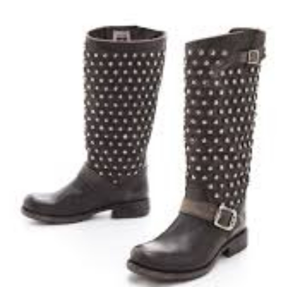 Frye Shoes - Frye 6 Jenna tall Moto boots black leather studded